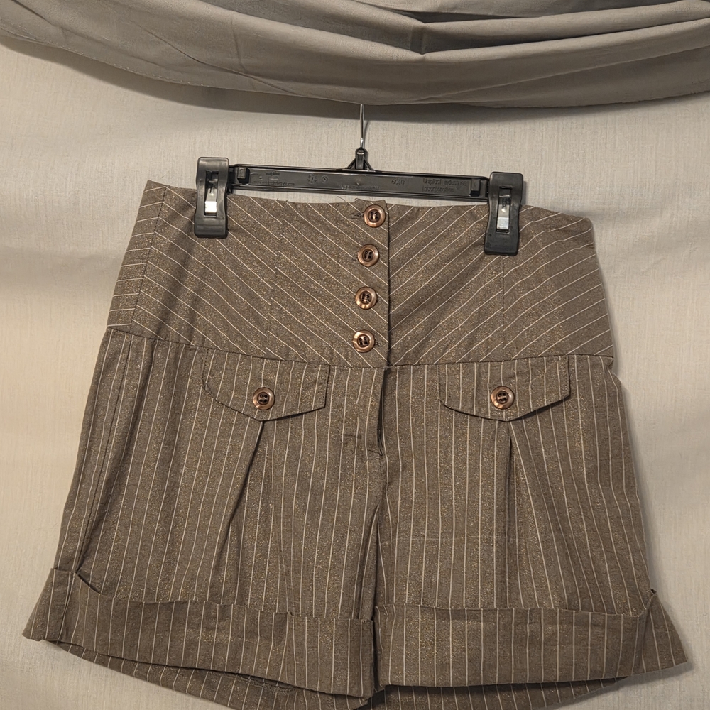 Stylish Brown Striped Women's Shorts